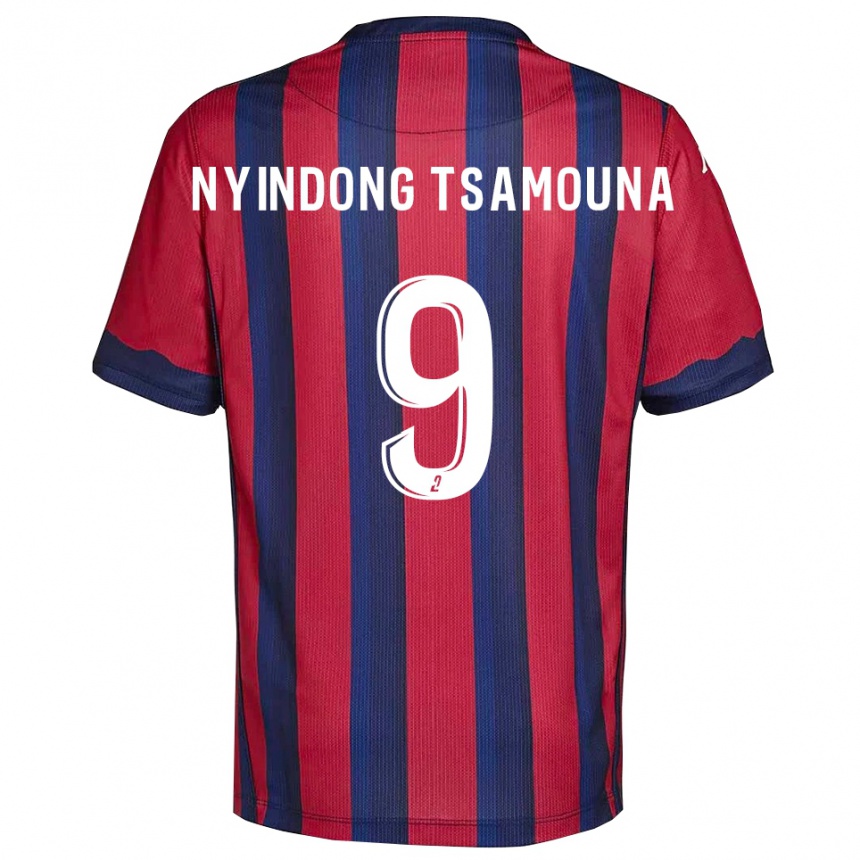 נשים כדורגל Jean Nyindong Tsamouna #9 בורדו כחול נייבי ג'רזי ביתית 2025/26