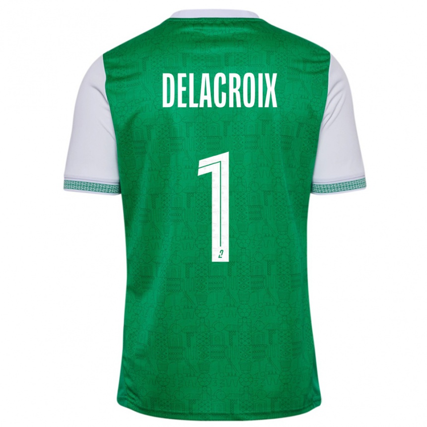 נשים כדורגל Noa Delacroix #1 ירוק לבן ג'רזי ביתית 2025/26