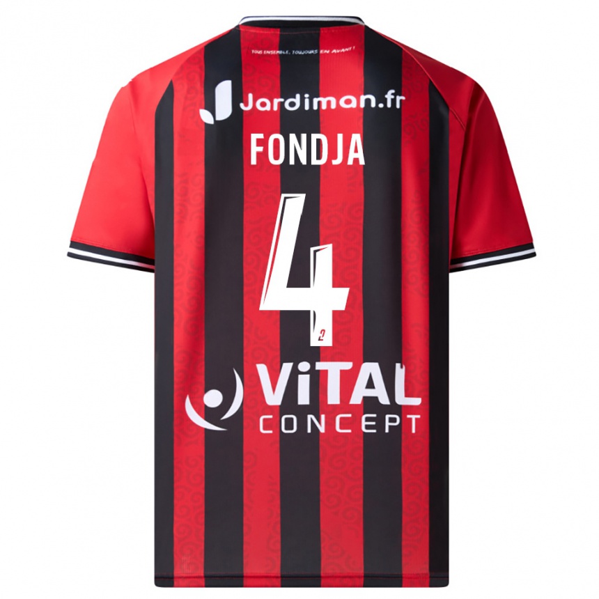 נשים כדורגל Nathan Fondja #4 אדום שחור ג'רזי ביתית 2025/26