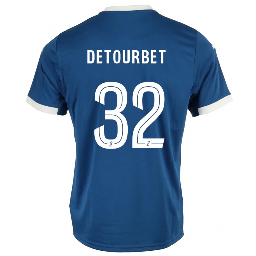 נשים כדורגל Mathys Detourbet #32 כחול לבן ג'רזי ביתית 2025/26