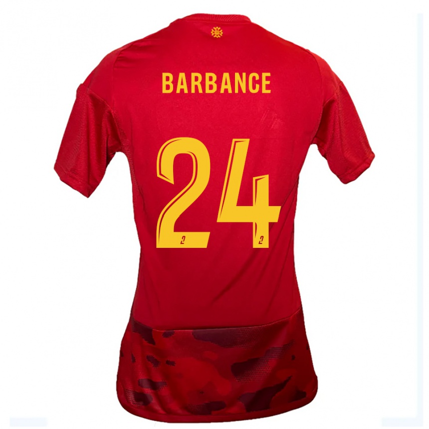נשים כדורגל Solène Barbance #24 אדום צהוב ג'רזי ביתית 2025/26