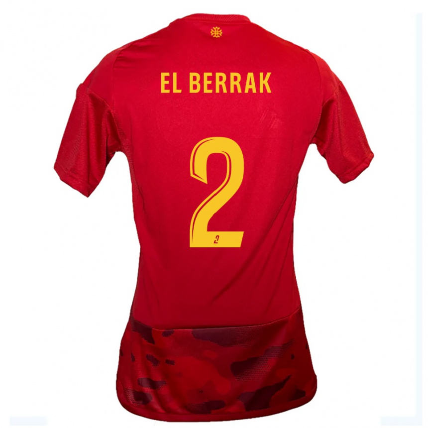 נשים כדורגל Nael El Berrak #2 אדום צהוב ג'רזי ביתית 2025/26