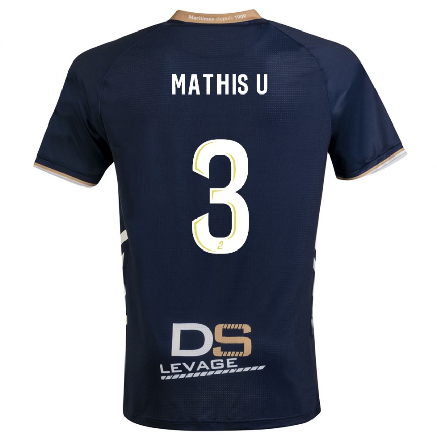 נשים כדורגל Mathis U #3 כחול נייבי זהב ג'רזי ביתית 2025/26