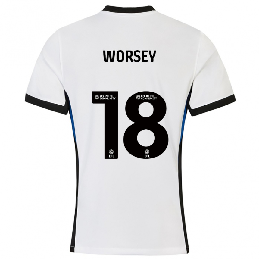 נשים כדורגל לואן מארי וורסי #18 לבן כחול הרחק ג'רזי 2025/26