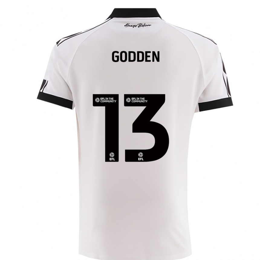 נשים כדורגל Freddie Godden #13 לבן שחור הרחק ג'רזי 2025/26