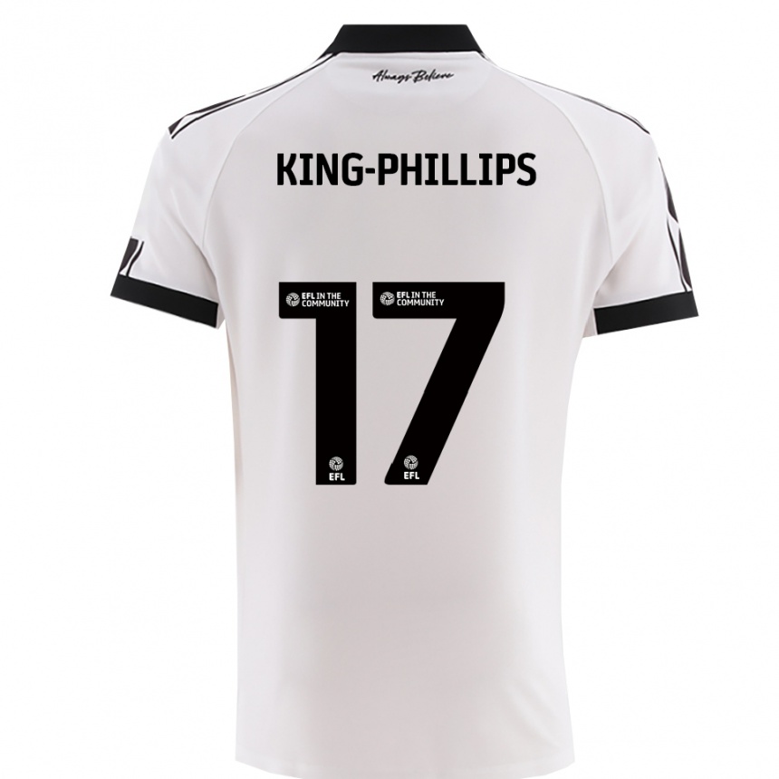 נשים כדורגל Zac King-Phillips #17 לבן שחור הרחק ג'רזי 2025/26