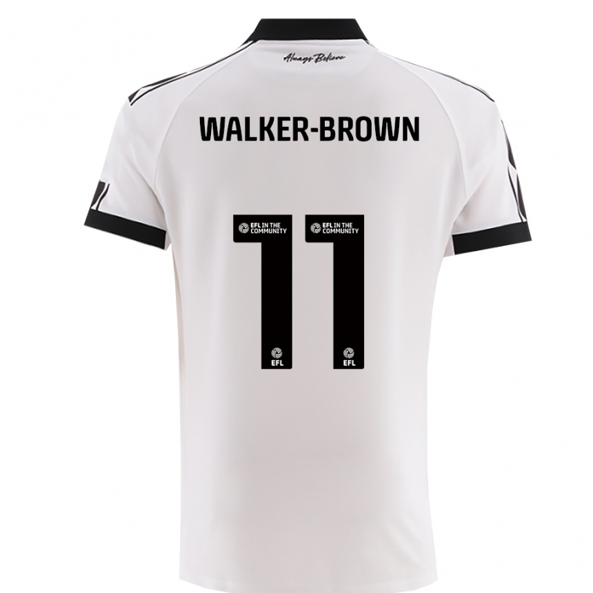 נשים כדורגל Rushon Walker-Brown #11 לבן שחור הרחק ג'רזי 2025/26