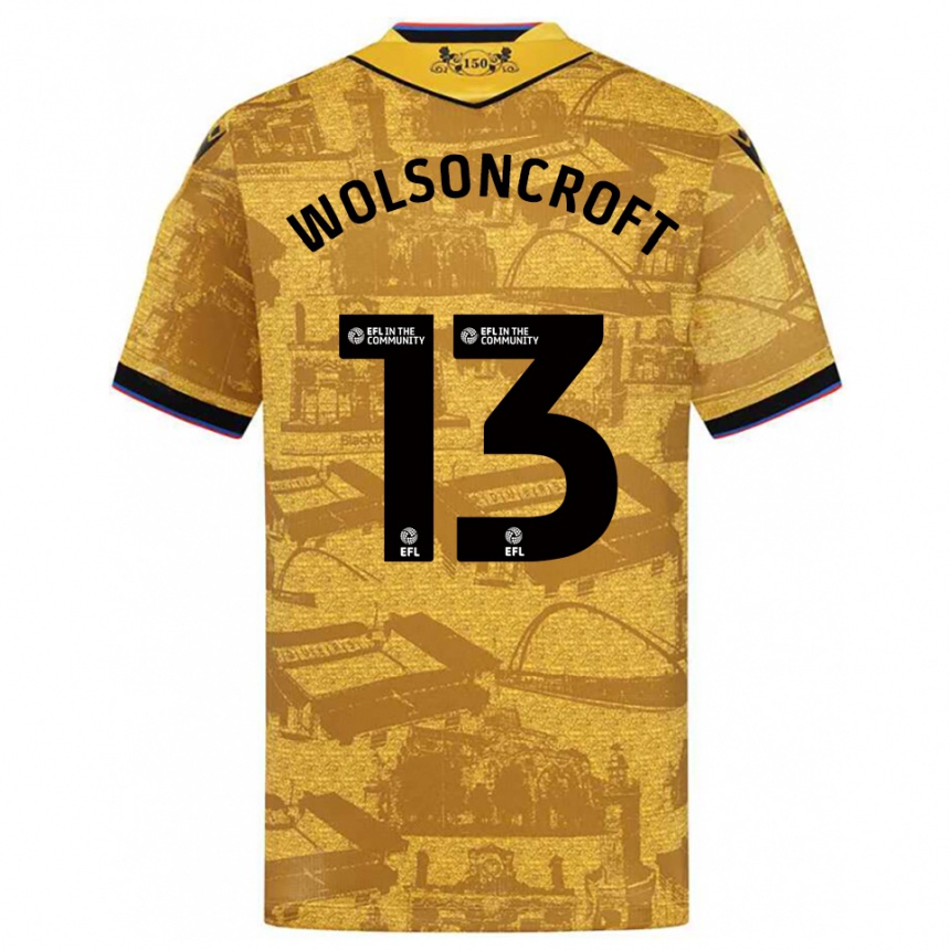 נשים כדורגל Blake Wolsoncroft #13 זהב שחור הרחק ג'רזי 2025/26