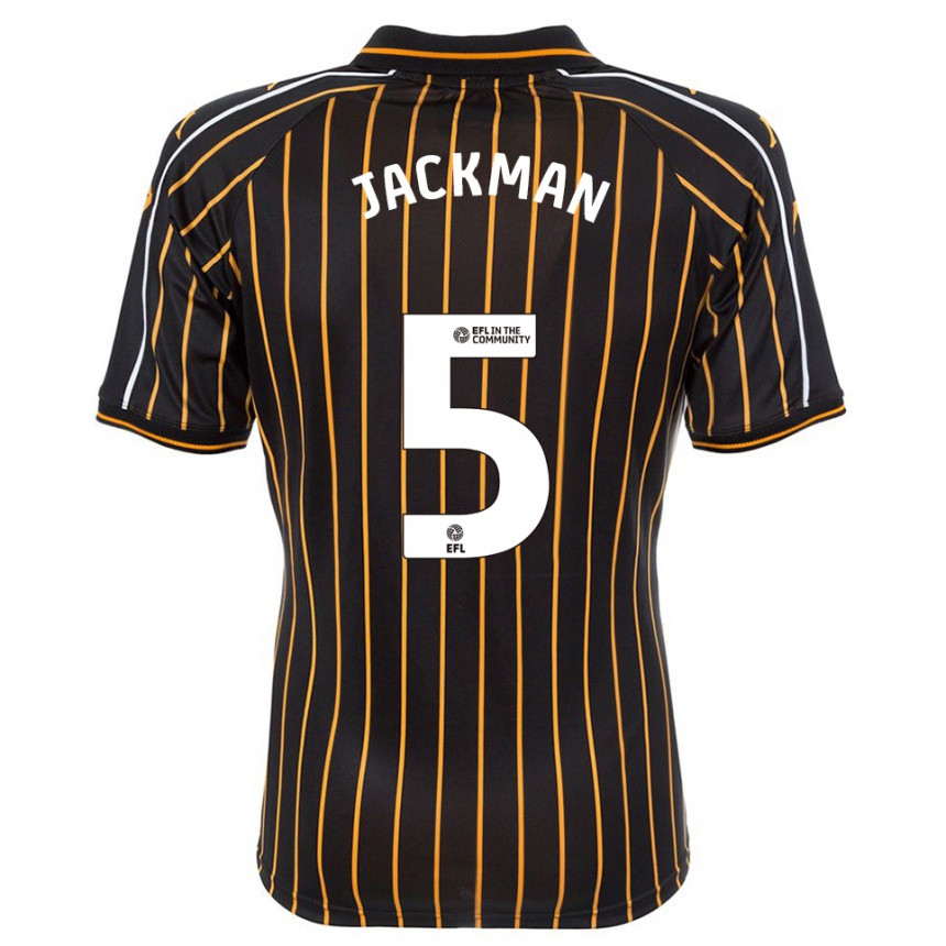 נשים כדורגל Ellice Jackman #5 לבן שחור הרחק ג'רזי 2025/26