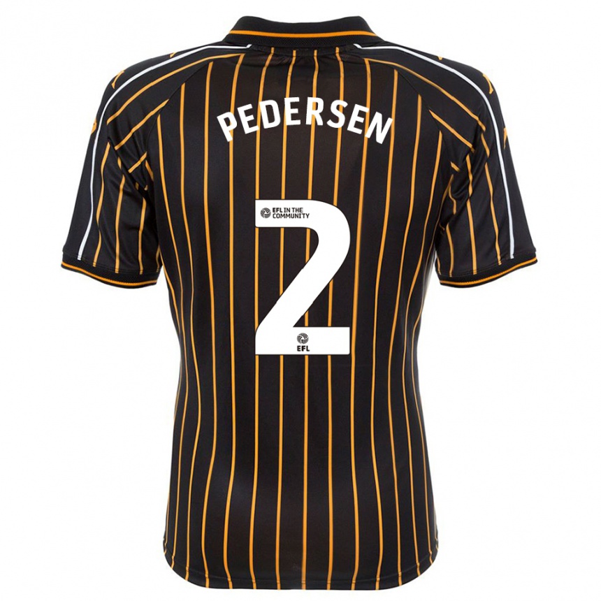 נשים כדורגל Eden Pedersen #2 לבן שחור הרחק ג'רזי 2025/26