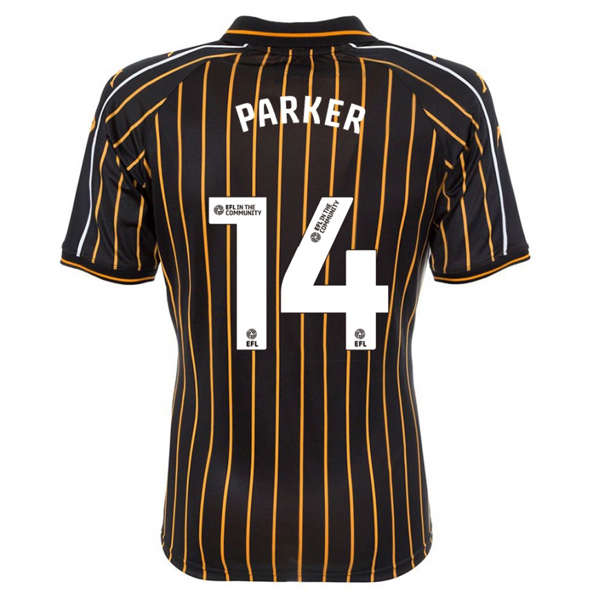 נשים כדורגל Hugh Parker #14 לבן שחור הרחק ג'רזי 2025/26