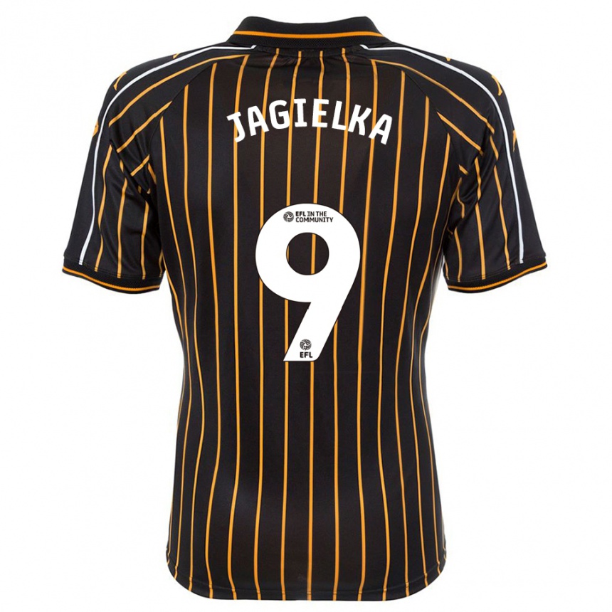 נשים כדורגל Zac Jagielka #9 לבן שחור הרחק ג'רזי 2025/26