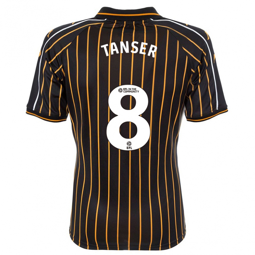 נשים כדורגל Ellie Tanser #8 לבן שחור הרחק ג'רזי 2025/26