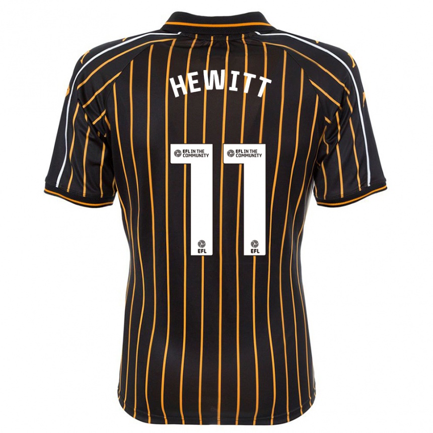 נשים כדורגל Stan Hewitt #11 לבן שחור הרחק ג'רזי 2025/26