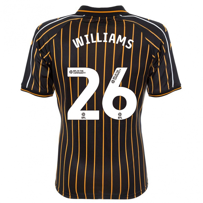 נשים כדורגל Annabel Williams #26 לבן שחור הרחק ג'רזי 2025/26 נשים כדורגל Annabel Williams #26 לבן שחור הרחק ג'רזי 2025/26