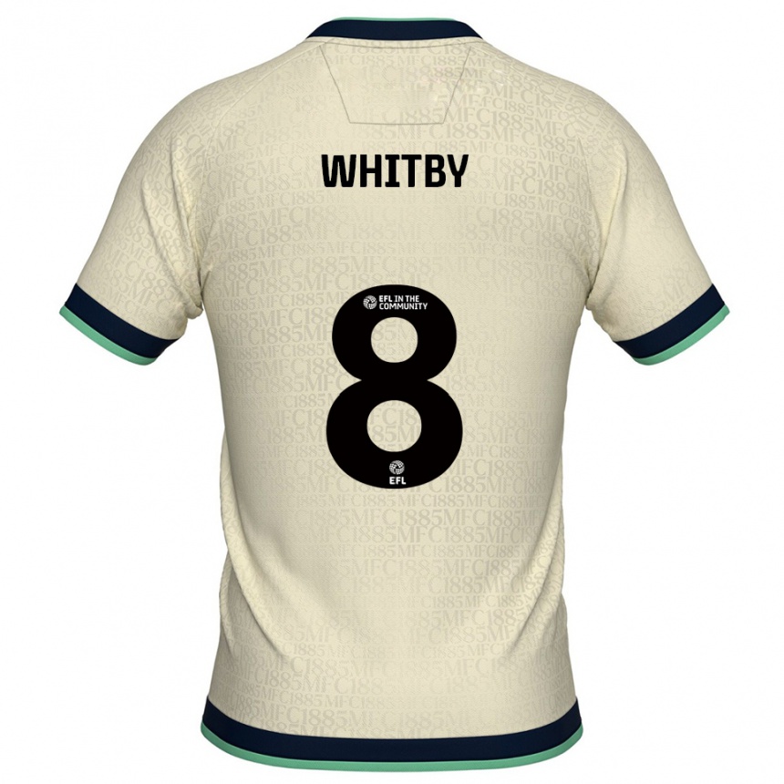 נשים כדורגל Oliver Whitby #8 שמפניה כחול נייבי הרחק ג'רזי 2025/26