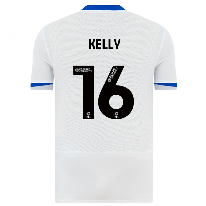 נשים כדורגל ליאם קלי #16 לבן שחור הרחק ג'רזי 2025/26