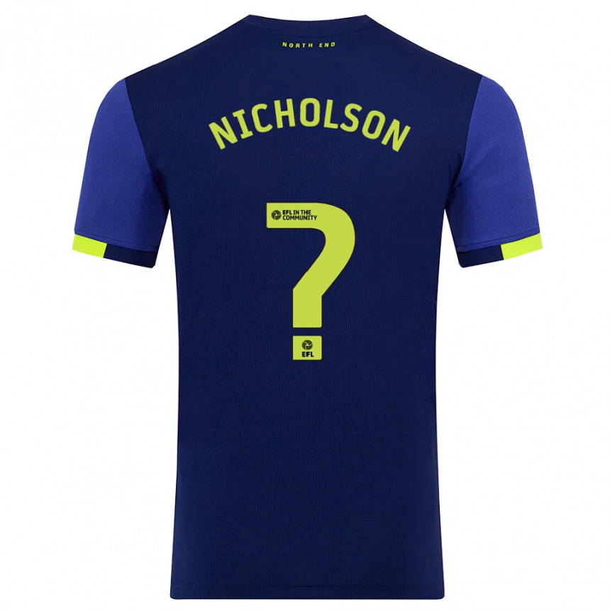 נשים כדורגל Joseph Nicholson #0 כחול נייבי צהוב הרחק ג'רזי 2025/26