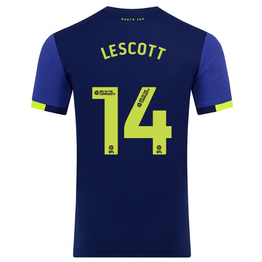 נשים כדורגל Clayton Lescott #14 כחול נייבי צהוב הרחק ג'רזי 2025/26