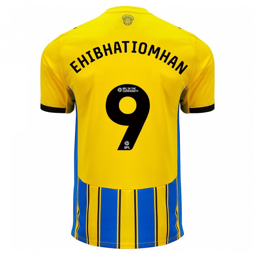 נשים כדורגל Princewill Ehibhatiomhan #9 כחול צהוב הרחק ג'רזי 2025/26