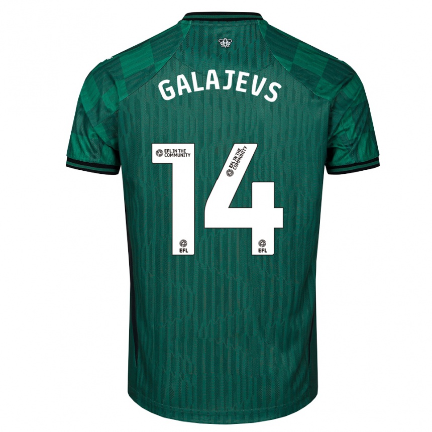 נשים כדורגל Marats Galajevs #14 ירוק שחור הרחק ג'רזי 2025/26 נשים כדורגל Marats Galajevs #14 ירוק שחור הרחק ג'רזי 2025/26