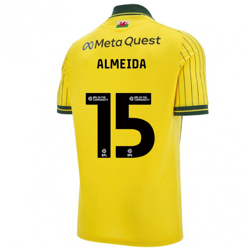נשים כדורגל Daymeon Almeida #15 צהוב ירוק הרחק ג'רזי 2025/26
