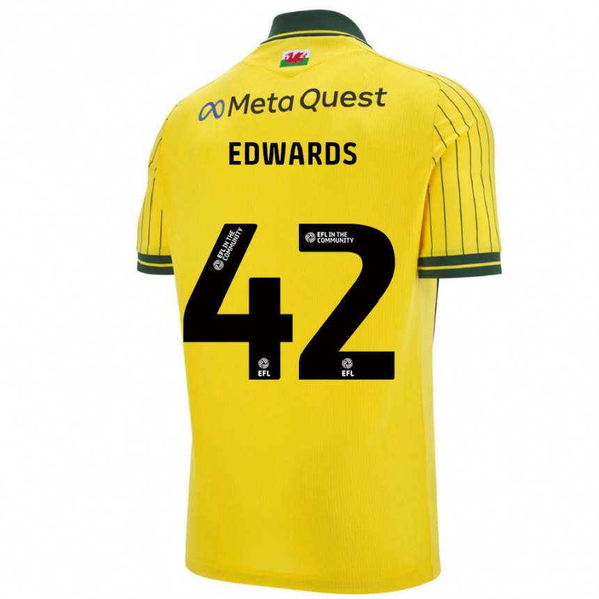 נשים כדורגל קאלום אדוארדס #42 צהוב ירוק הרחק ג'רזי 2025/26