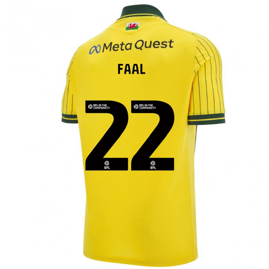 נשים כדורגל Mo Faal #22 צהוב ירוק הרחק ג'רזי 2025/26