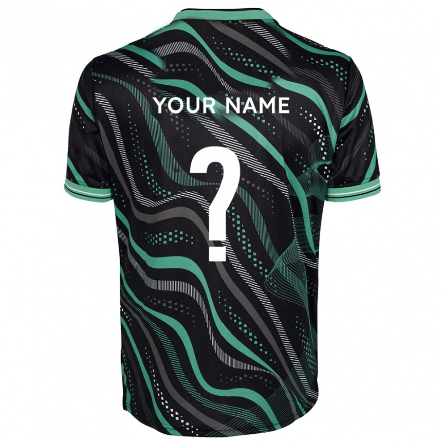 נשים כדורגל השם שלך #0 שחור ירוק הרחק ג'רזי 2025/26
