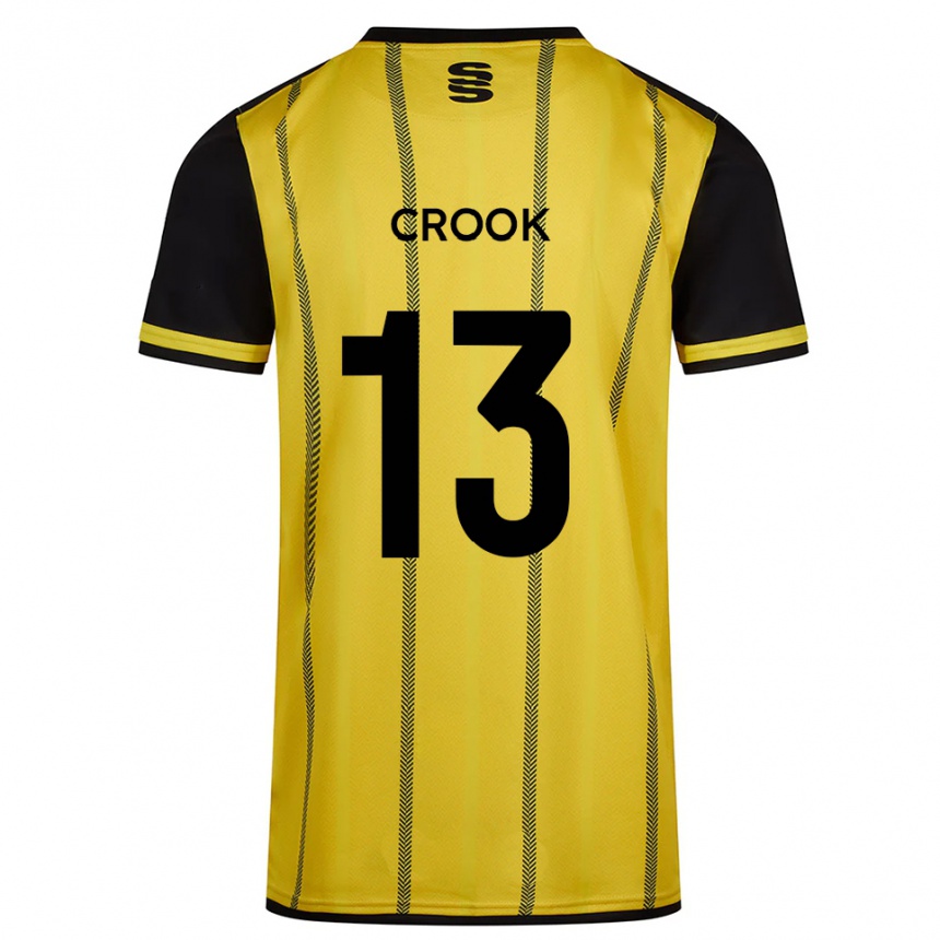 נשים כדורגל Millie Crook #13 צהוב שחור הרחק ג'רזי 2025/26