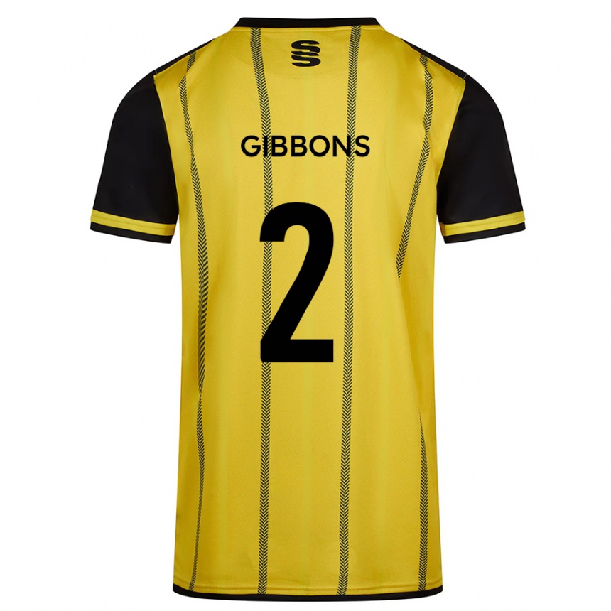 נשים כדורגל Sam Gibbons #2 צהוב שחור הרחק ג'רזי 2025/26