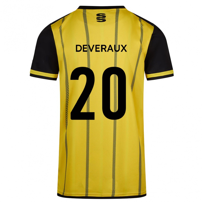 נשים כדורגל Demi Deveraux #20 צהוב שחור הרחק ג'רזי 2025/26