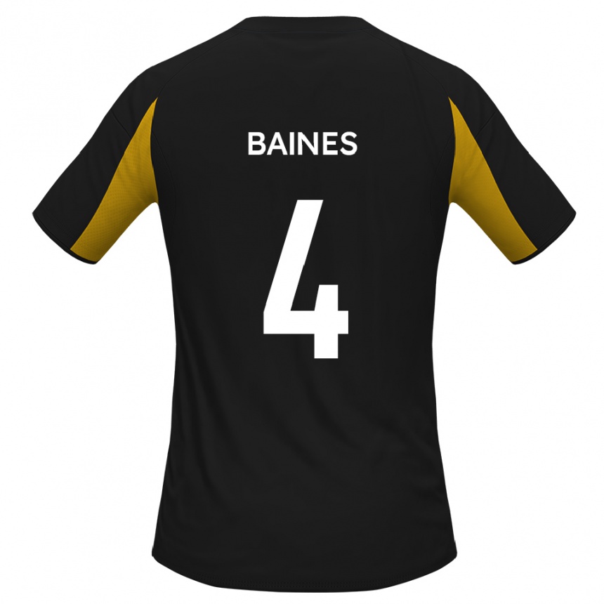 נשים כדורגל לואיס באיינס #4 שחור צהוב הרחק ג'רזי 2025/26