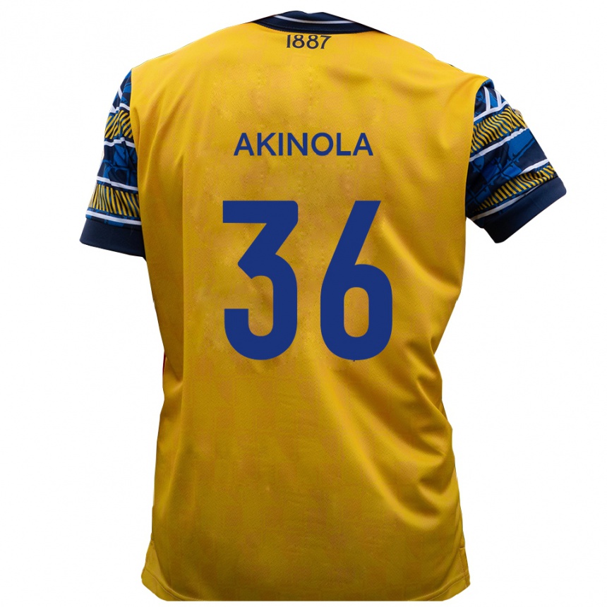 נשים כדורגל טים אקינולה #36 צהוב שחור הרחק ג'רזי 2025/26