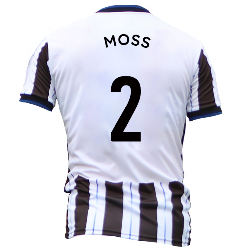 נשים כדורגל Dan Moss #2 לבן שחור הרחק ג'רזי 2025/26