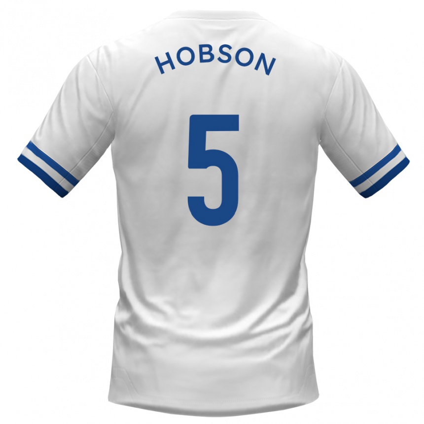 נשים כדורגל שון הובסון #5 לבן כחול הרחק ג'רזי 2025/26