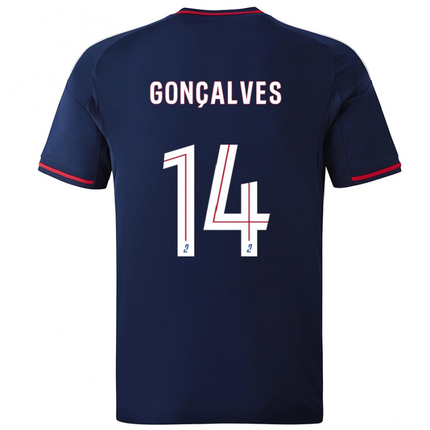 נשים כדורגל Tiago Gonçalves #14 כחול נייבי אדום הרחק ג'רזי 2025/26