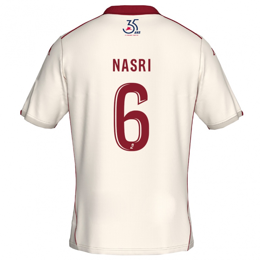 נשים כדורגל Rayane Nasri #6 לבן בורדו הרחק ג'רזי 2025/26