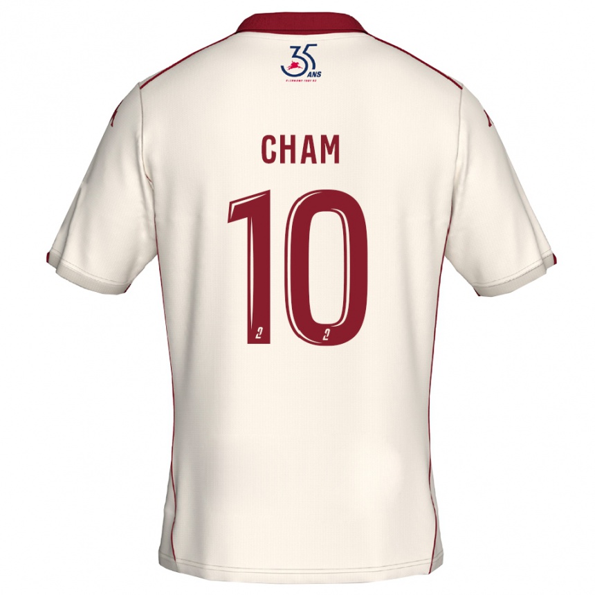 נשים כדורגל מוחמד צ'אם #10 לבן בורדו הרחק ג'רזי 2025/26