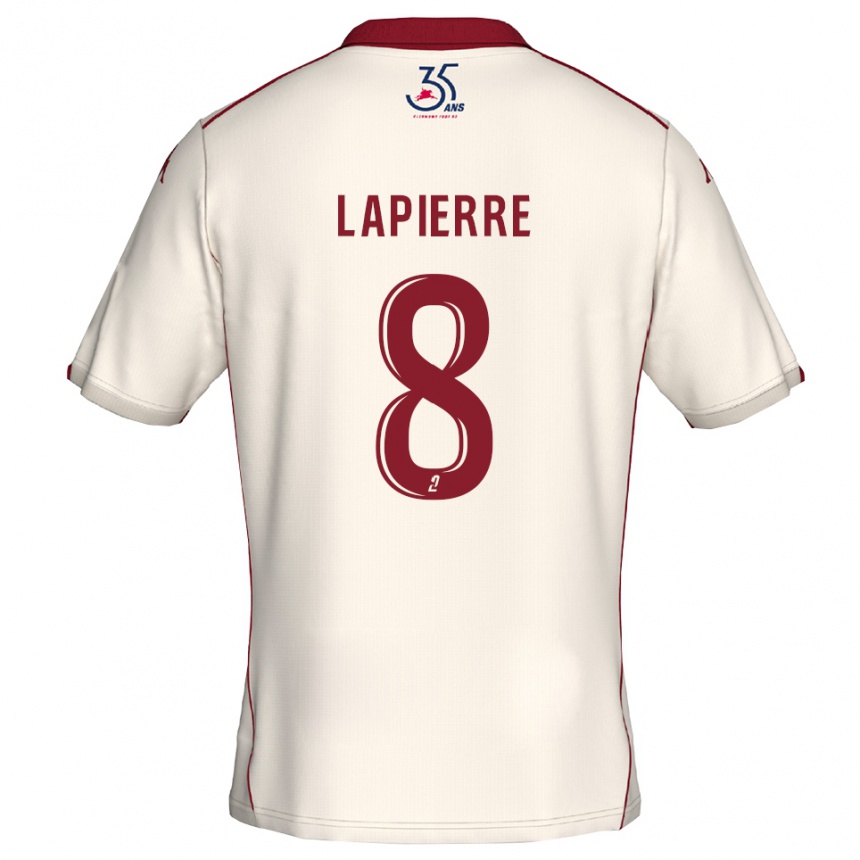 נשים כדורגל Mélody Lapierre #8 לבן בורדו הרחק ג'רזי 2025/26