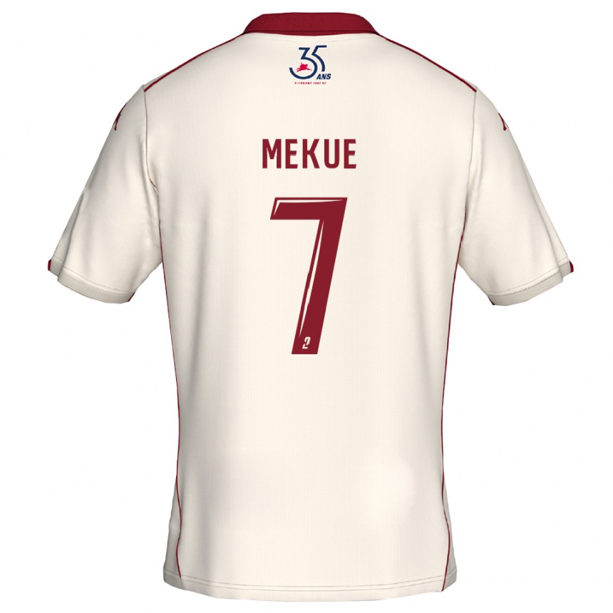 נשים כדורגל Florian Mekue #7 לבן בורדו הרחק ג'רזי 2025/26