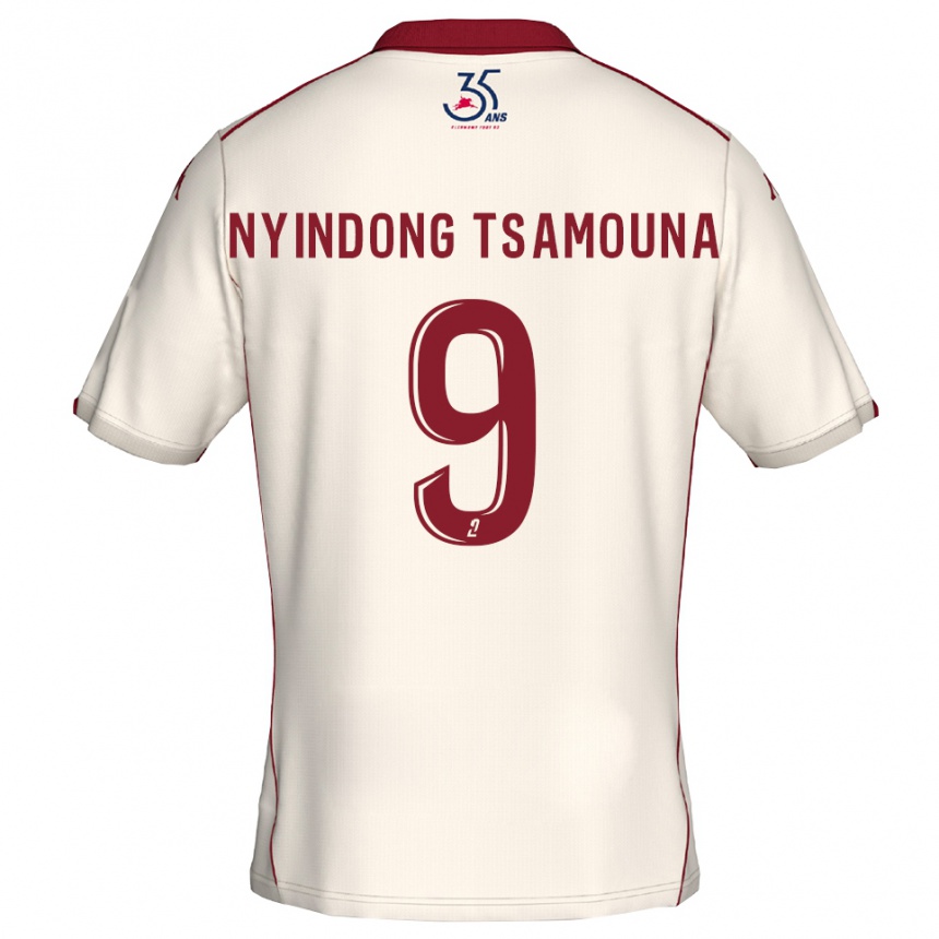 נשים כדורגל Jean Nyindong Tsamouna #9 לבן בורדו הרחק ג'רזי 2025/26 נשים כדורגל Jean Nyindong Tsamouna #9 לבן בורדו הרחק ג'רזי 2025/26