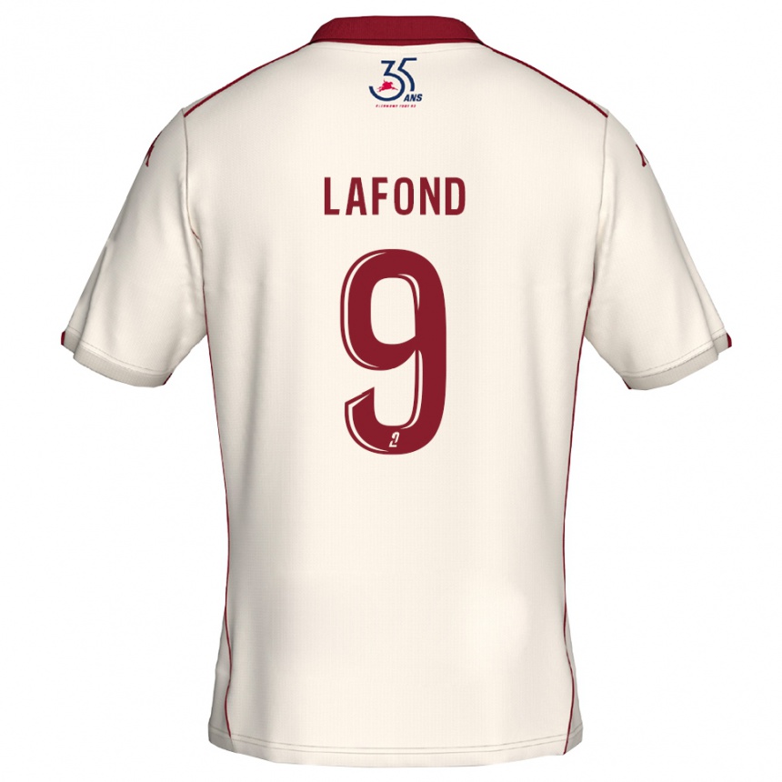 נשים כדורגל Mégane Lafond #9 לבן בורדו הרחק ג'רזי 2025/26