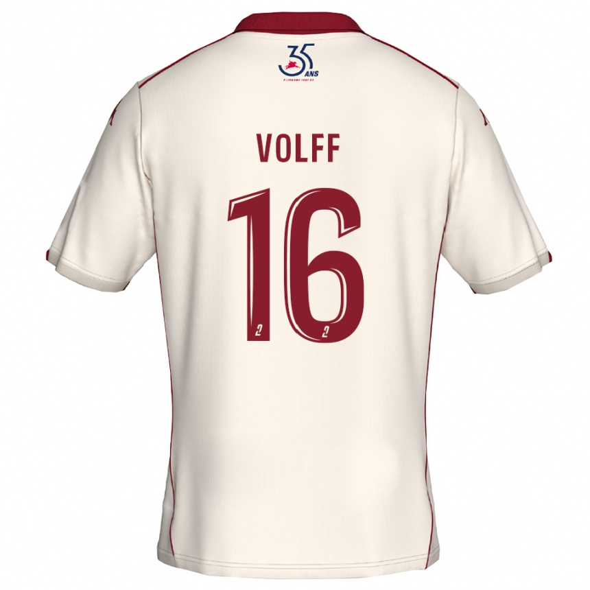 נשים כדורגל Émilie Volff #16 לבן בורדו הרחק ג'רזי 2025/26