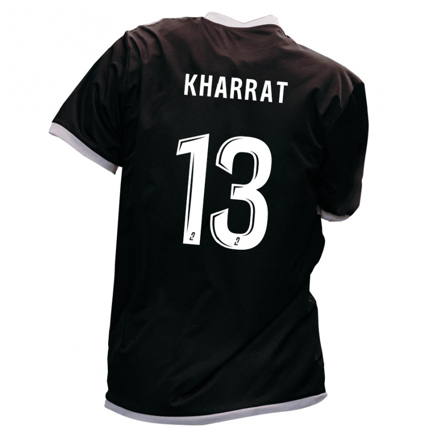 נשים כדורגל Yassine Kharrat #13 שחור זהב הרחק ג'רזי 2025/26