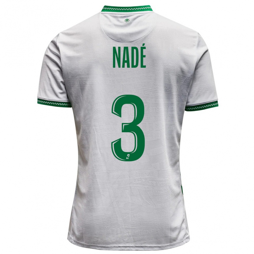 נשים כדורגל Mickaël Nadé #3 לבן ירוק הרחק ג'רזי 2025/26