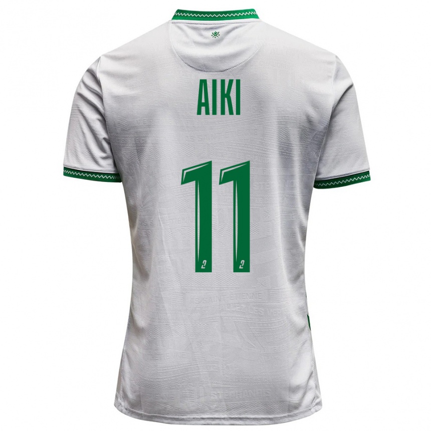נשים כדורגל Ayman Aiki #11 לבן ירוק הרחק ג'רזי 2025/26