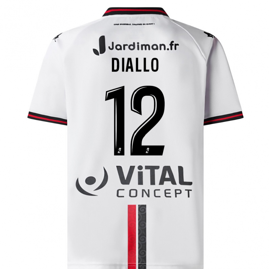 נשים כדורגל Youssouf Diallo #12 לבן אדום הרחק ג'רזי 2025/26