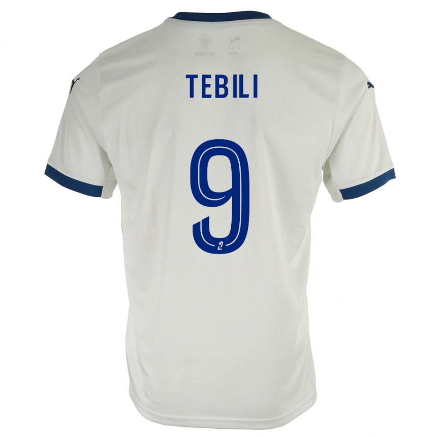 נשים כדורגל David Tebili #9 לבן כחול הרחק ג'רזי 2025/26