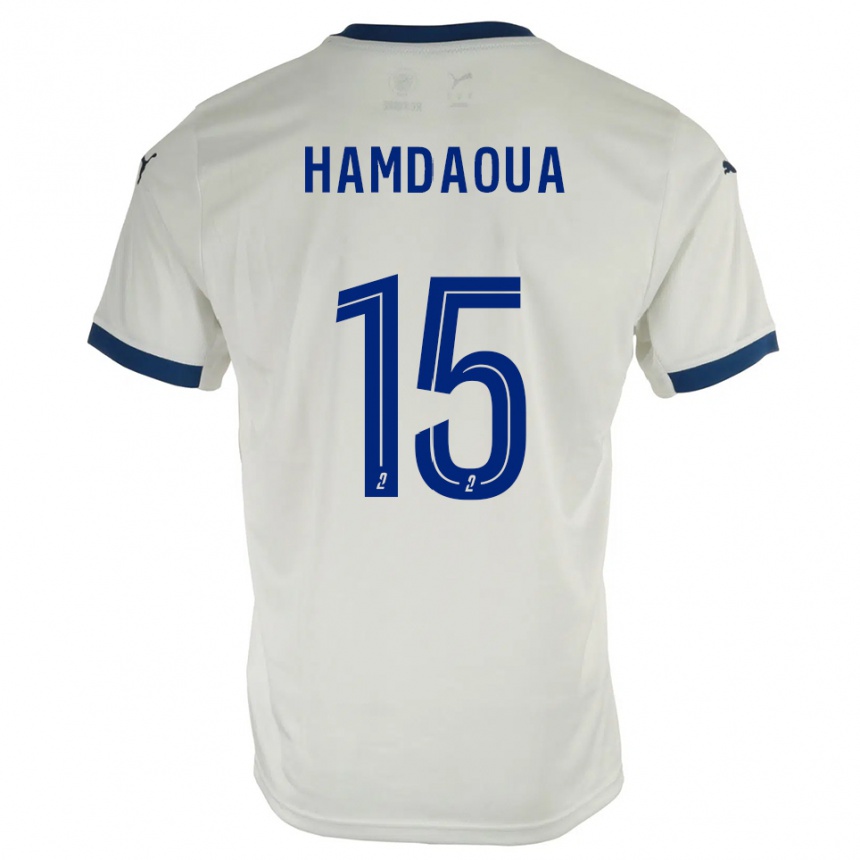 נשים כדורגל Noham Hamdaoua #15 לבן כחול הרחק ג'רזי 2025/26